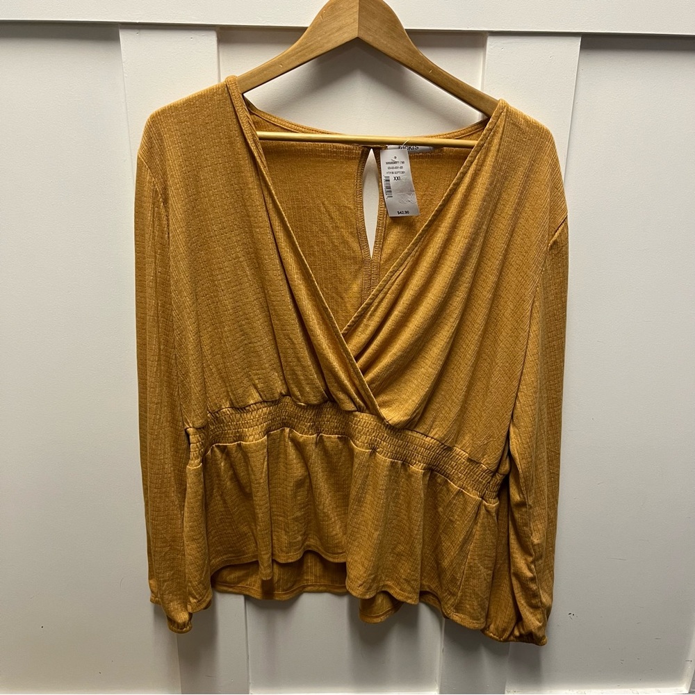 NWT Ricki’s‎ mustard long sleeve top size XXL